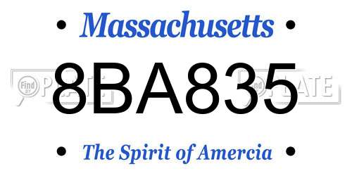 8BA835 Massachusetts License Plate