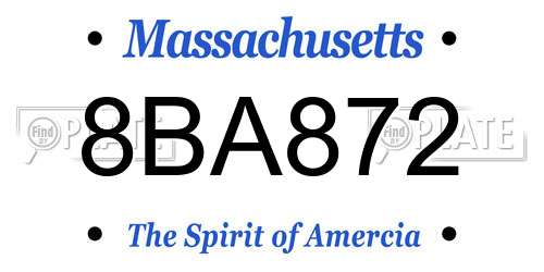 8BA872 Massachusetts License Plate