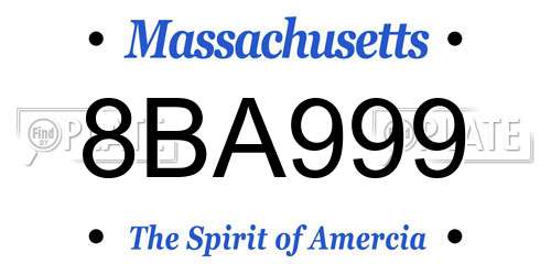 8BA999 Massachusetts License Plate