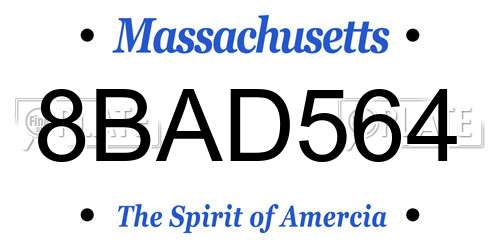 8BAD564 Massachusetts License Plate
