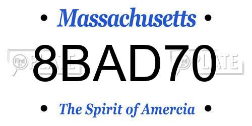 8BAD70 Massachusetts License Plate