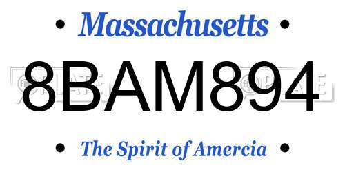 8BAM894 Massachusetts License Plate