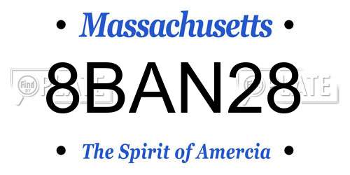 8BAN28 Massachusetts License Plate
