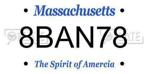 8BAN78 Massachusetts License Plate