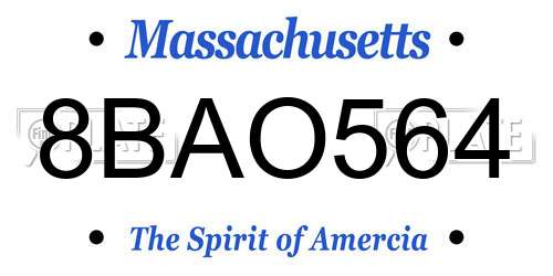8BAO564 Massachusetts License Plate