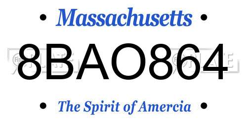 8BAO864 Massachusetts License Plate