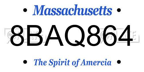 8BAQ864 Massachusetts License Plate