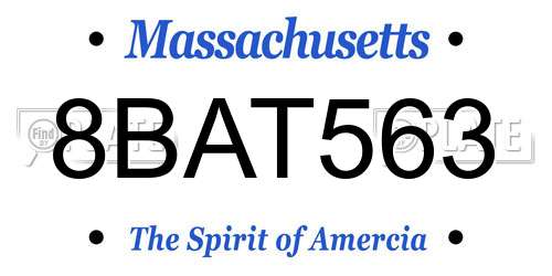 8BAT563 Massachusetts License Plate