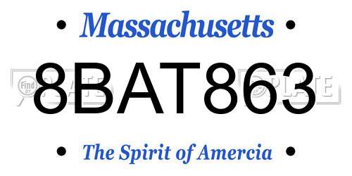 8BAT863 Massachusetts License Plate