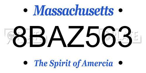 8BAZ563 Massachusetts License Plate