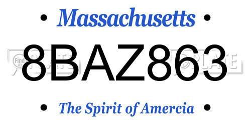 8BAZ863 Massachusetts License Plate
