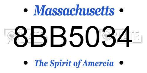 8BB5034 Massachusetts License Plate