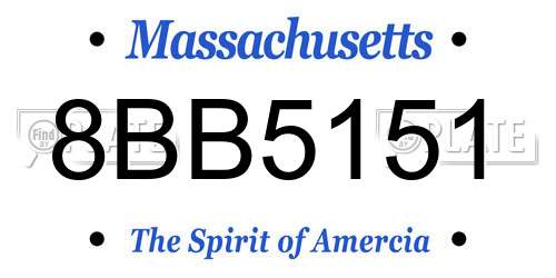 8BB5151 Massachusetts License Plate