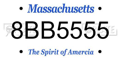 8BB5555 Massachusetts License Plate
