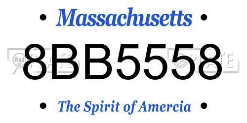 8BB5558 Massachusetts License Plate