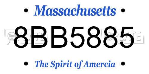 8BB5885 Massachusetts License Plate