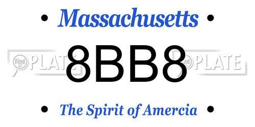 8BB8 Massachusetts License Plate