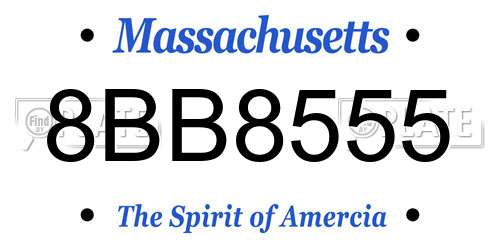 8BB8555 Massachusetts License Plate