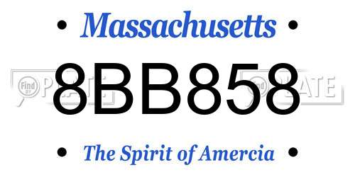 8BB858 Massachusetts License Plate