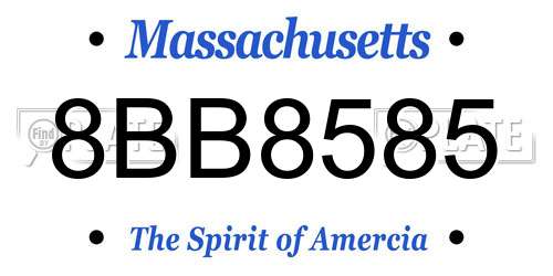 8BB8585 Massachusetts License Plate