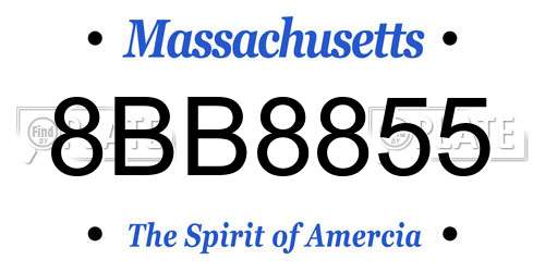 8BB8855 Massachusetts License Plate
