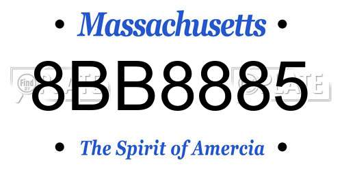 8BB8885 Massachusetts License Plate