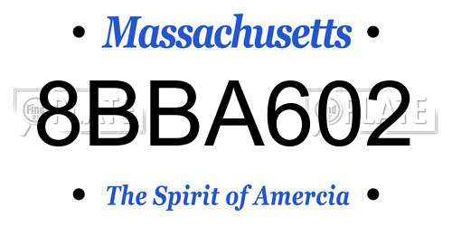 8BBA602 Massachusetts License Plate