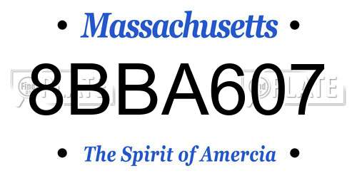 8BBA607 Massachusetts License Plate