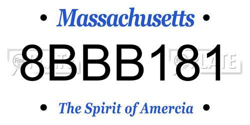 8BBB181 Massachusetts License Plate
