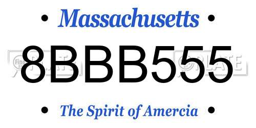 8BBB555 Massachusetts License Plate