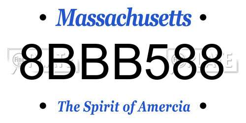8BBB588 Massachusetts License Plate