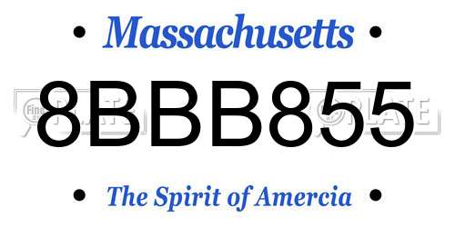 8BBB855 Massachusetts License Plate