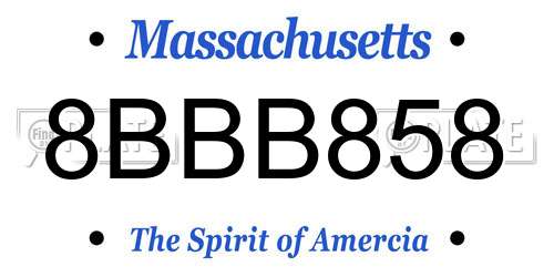 8BBB858 Massachusetts License Plate