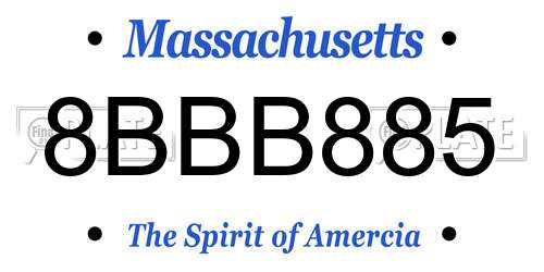8BBB885 Massachusetts License Plate