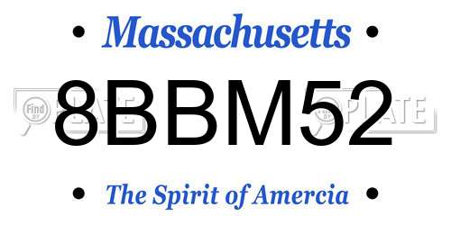 8BBM52 Massachusetts License Plate