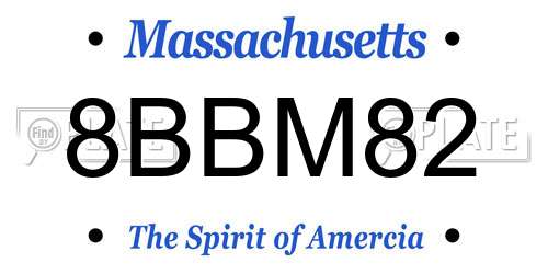 8BBM82 Massachusetts License Plate