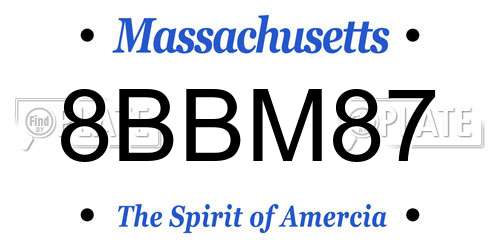 8BBM87 Massachusetts License Plate