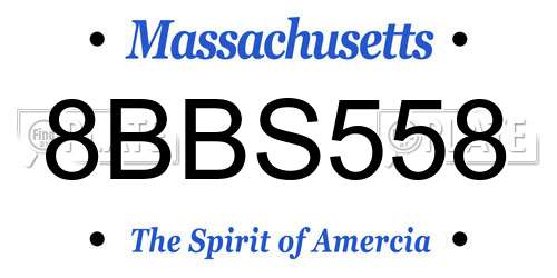 8BBS558 Massachusetts License Plate