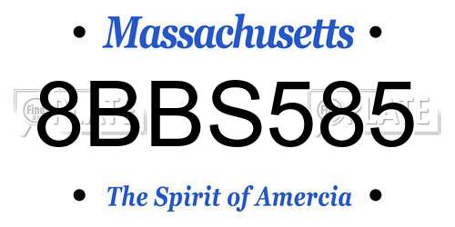 8BBS585 Massachusetts License Plate