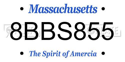 8BBS855 Massachusetts License Plate