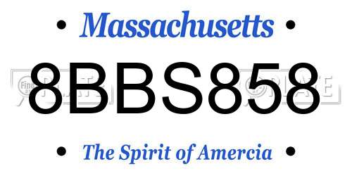 8BBS858 Massachusetts License Plate