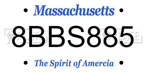 8BBS885 Massachusetts License Plate