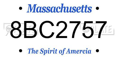 8BC2757 Massachusetts License Plate