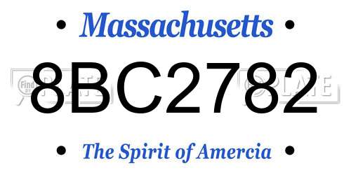 8BC2782 Massachusetts License Plate