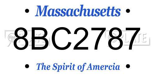 8BC2787 Massachusetts License Plate