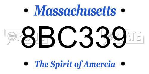 8BC339 Massachusetts License Plate