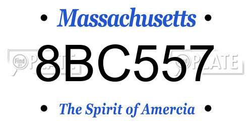 8BC557 Massachusetts License Plate