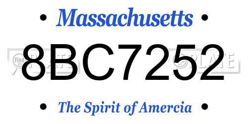 8BC7252 Massachusetts License Plate