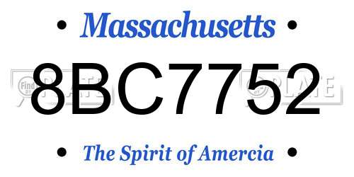 8BC7752 Massachusetts License Plate