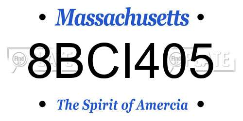 8BCI405 Massachusetts License Plate